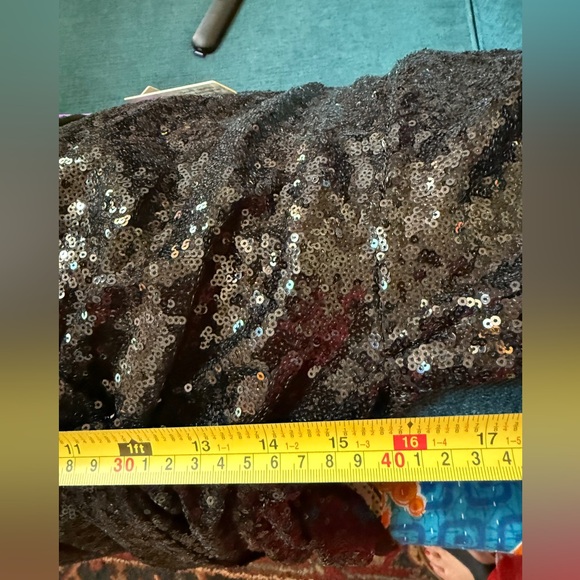 Anthropologie Sequin Mini Wrap Dress in Black XS - Picture 14 of 16